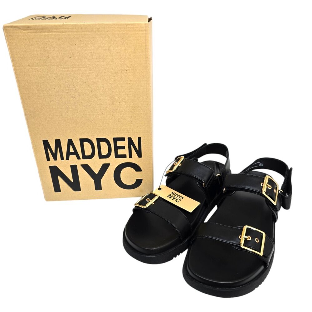 Madden NYC Sandals Womens Size 11 Black Mona Double Buckle Footbed Adjustable - Picture 10 of 10